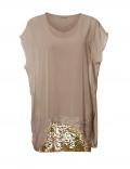 Designer-Longbluse mit Pailletten taupe