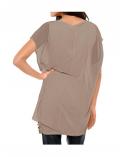 Designer-Longbluse mit Pailletten taupe