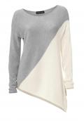 Designer-Longpullover creme-grau