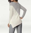 Designer-Longpullover creme-grau