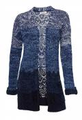 Designer-Longstrickjacke blau