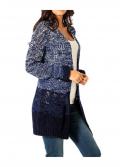 Designer-Longstrickjacke blau