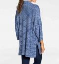 Designer-Longstrickjacke blau-bunt