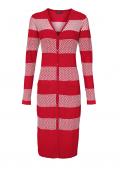 Designer-Longstrickjacke rot-ecru