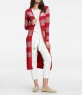 Designer-Longstrickjacke rot-ecru