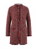 Designer-Longstrickjacke rot-gemustert