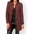 Designer-Longstrickjacke rot-gemustert