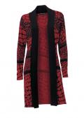 Designer-Longstrickjacke rot-schwarz