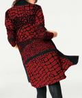 Designer-Longstrickjacke rot-schwarz