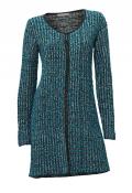 Designer-Longstrickjacke türkis-schwarz