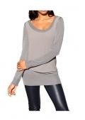 Designer-Lurexpullover silbergrau-taupe