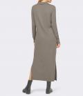 Designer-Maxi-Strickkleid taupe