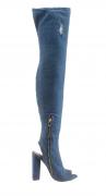 Designer-Overknee-Stiefel jeansblau