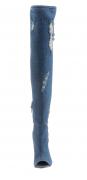 Designer-Overknee-Stiefel jeansblau