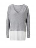 Designer-Oversized-Pullover mit Nieten grau-ecru