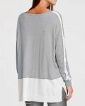 Designer-Oversized-Pullover mit Nieten grau-ecru