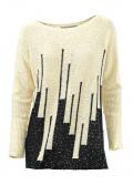 Designer-Paillettenpullover sand-schwarz