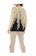 Designer-Paillettenpullover sand-schwarz