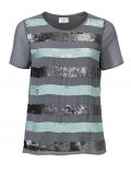 Designer-Paillettenshirt mint-grau