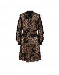 Designer-Paisley-Dessin-Kleid schwarz-rotbraun