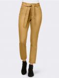 Designer-Paperbag-Stretchhose mit Gürtel camel