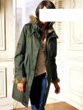 Designer-Parka mit Weste und Webpelz oliv