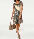 Designer-Patchkleid taupe-bunt