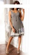 Designer-Patchworkkleid taupe