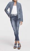 Designer-Porc-Velourslederjacke jeansblau