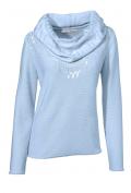 Designer-Pullover + Schal hellblau