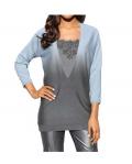 Designer-Pullover blau-grau