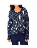 Designer-Pullover blau-silber