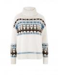 Designer-Pullover elfenbein-grau-gemustert