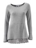 Designer-Pullover m Schleife grau