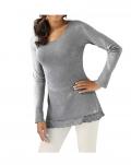 Designer-Pullover m Schleife grau