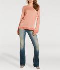 Designer-Pullover mit Chiffon lachs