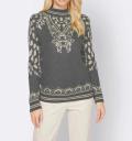 Designer-Pullover mit Glanzgarn anthrazit-beige