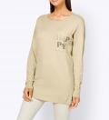 Designer-Pullover mit Glitzersteinchen sand