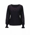 Designer-Pullover mit Lochmusterstickerei schwarz