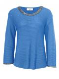 Designer-Pullover mit Nieten azurblau