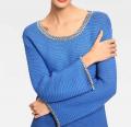 Designer-Pullover mit Nieten azurblau