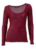 Designer-Pullover mit Pailletten dunkelrot