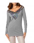 Designer-Pullover mit Pailletten grau