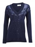 Designer-Pullover mit Pailletten marine