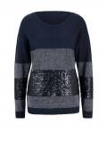 Designer-Pullover mit Pailletten marine-steingrau