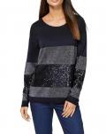 Designer-Pullover mit Pailletten marine-steingrau