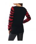 Designer-Pullover mit Pailletten rot-schwarz