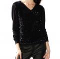 Designer-Pullover mit Pailletten schwarz