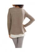 Designer-Pullover mit Pailletten taupe