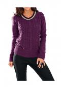 Designer-Pullover mit Perlen beere